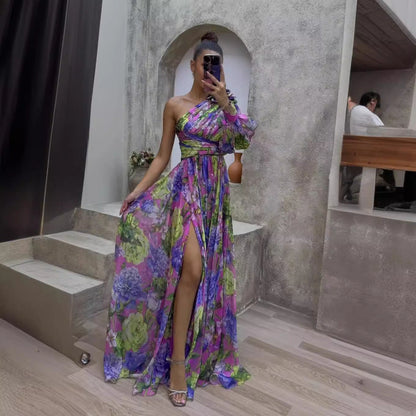 Women's Shoulder Long Sleeve Floral Dress Large Dresses