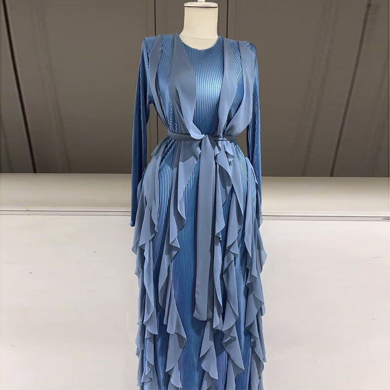 Women's Design Ruffled Pleated Dress Elegant Fashion Dresses