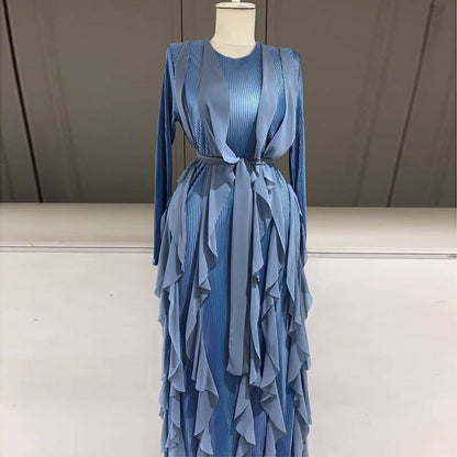 Women's Design Ruffled Pleated Dress Elegant Fashion Dresses