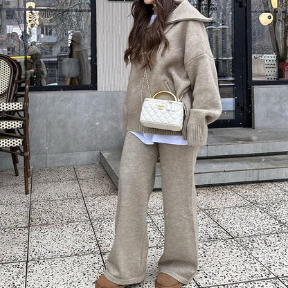 Women's Autumn Polo Collar Solid Color Thick Suits
