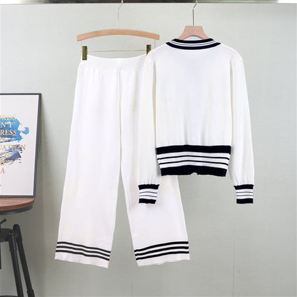 Women's Western Style Knit Two-piece Wide Leg Suits