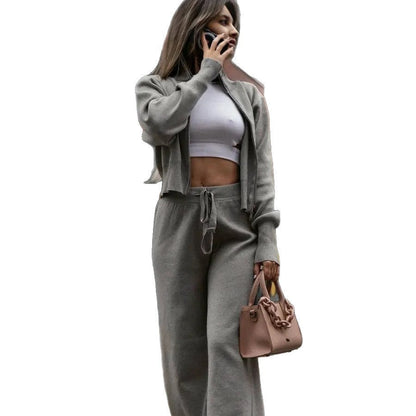 Women's Long Sleeve Zipper Trousers Sports Two-piece Suits