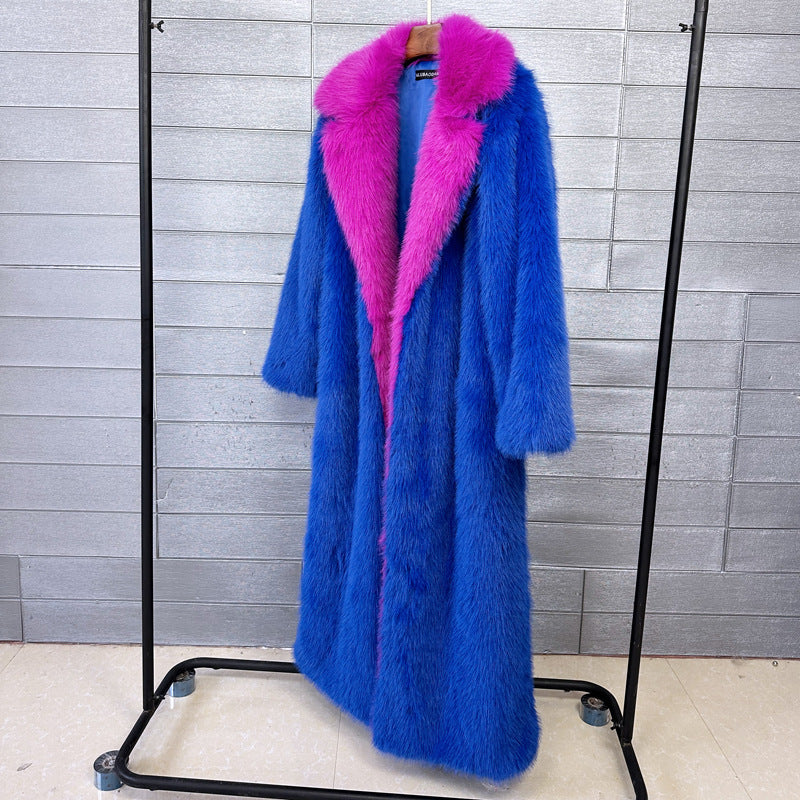 Women's Faux Plush Furry Imitation Fur Extended Coats