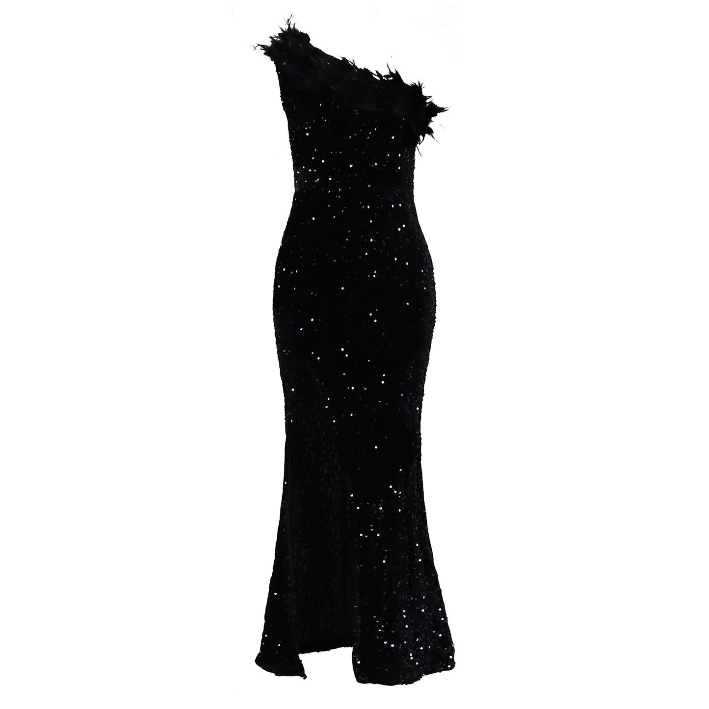 Temperament Diagonal Collar Banquet High Waist Slit Dresses