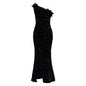 Temperament Diagonal Collar Banquet High Waist Slit Dresses