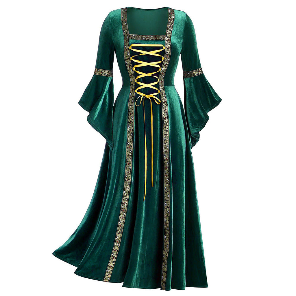 Women's Gothic Punk Long Sleeve Tied Dress Dresses