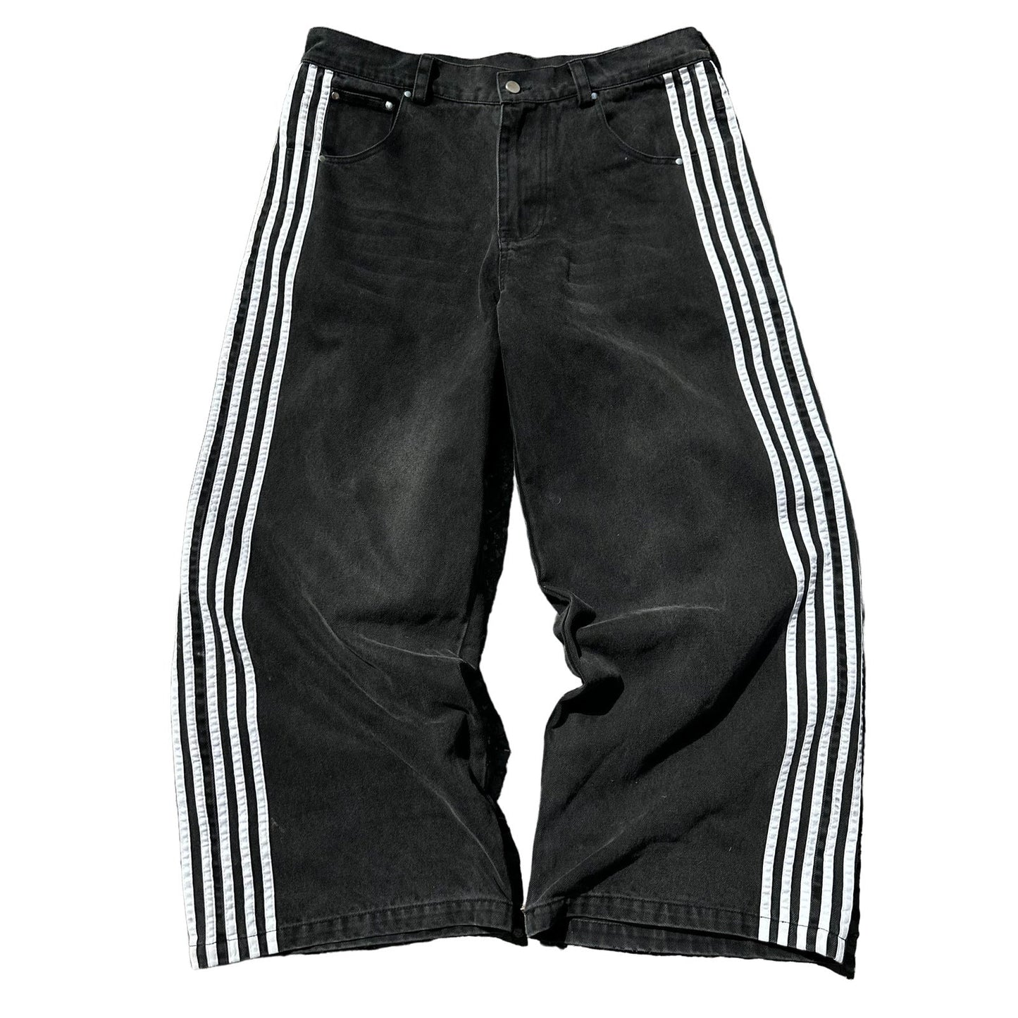 Retro Street Striped Casual Wide Leg Jeans