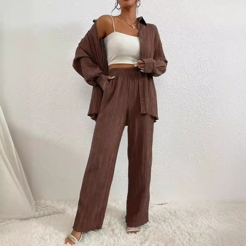 Women's Autumn Shirt Collar Loose Casual Suits