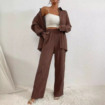 Women's Autumn Shirt Collar Loose Casual Suits