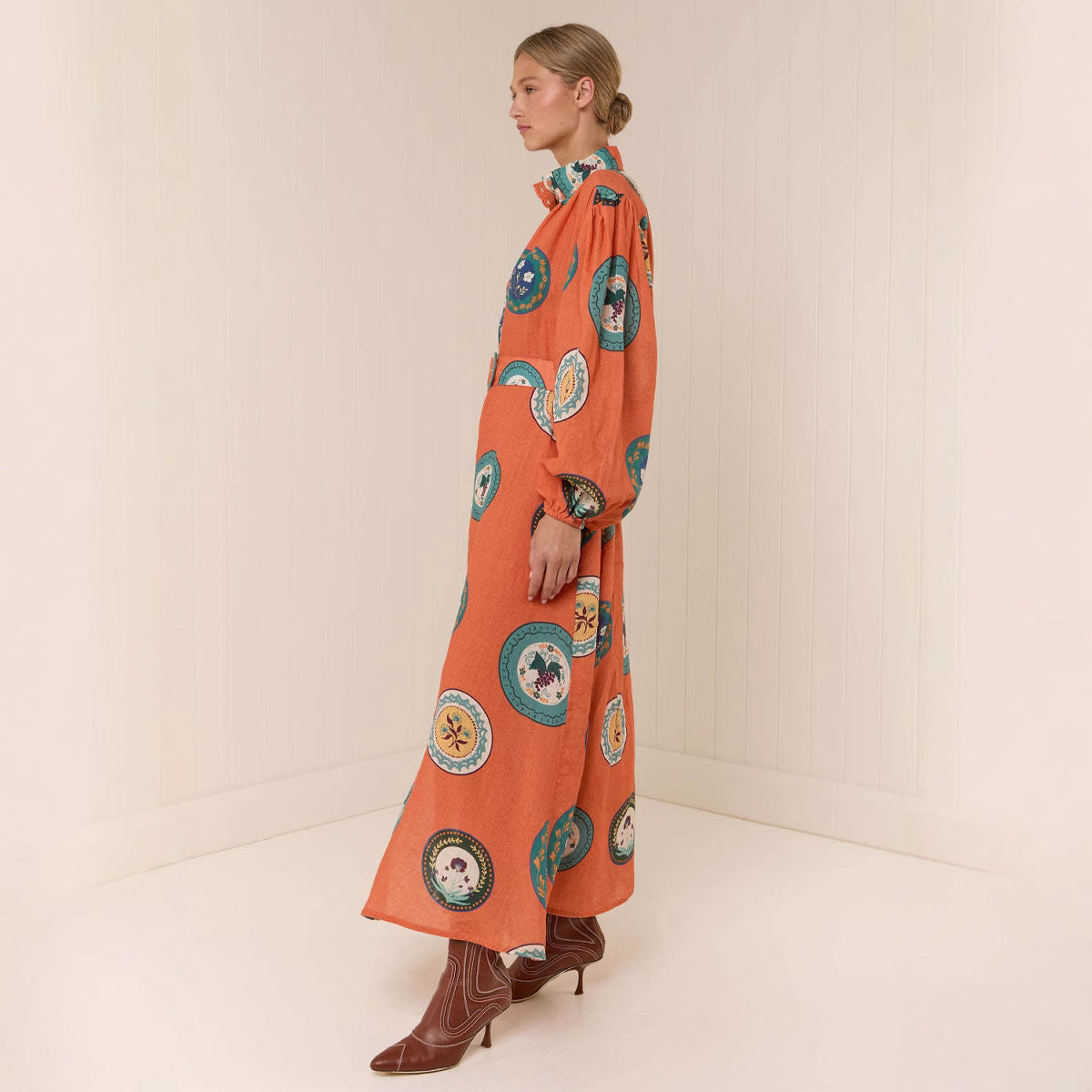Unique Casual Fashion Belt Linen Long Dresses