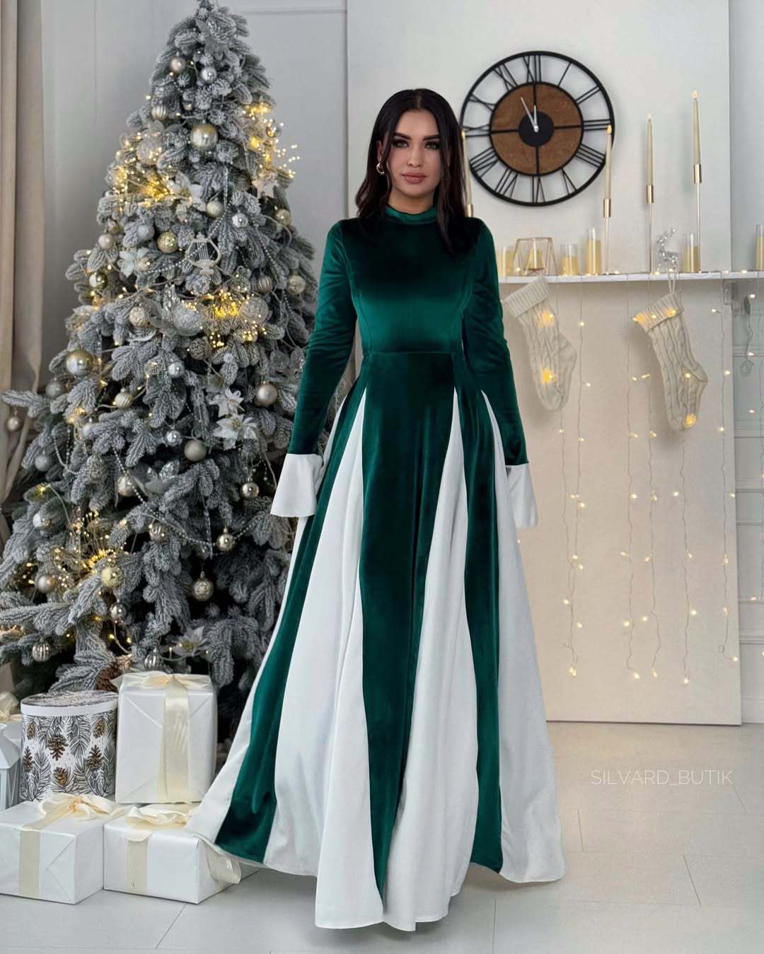 Women's Autumn Fashion Color Contrast Patchwork Large Dresses