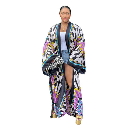 Women's Autumn Print Loose Casual Kimono Long Clothing