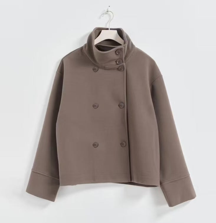 Women's High Quality Elegant Stand Collar Single Breasted Coats