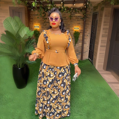 Women's African Wear Printed Dress Temperament Commute Dresses