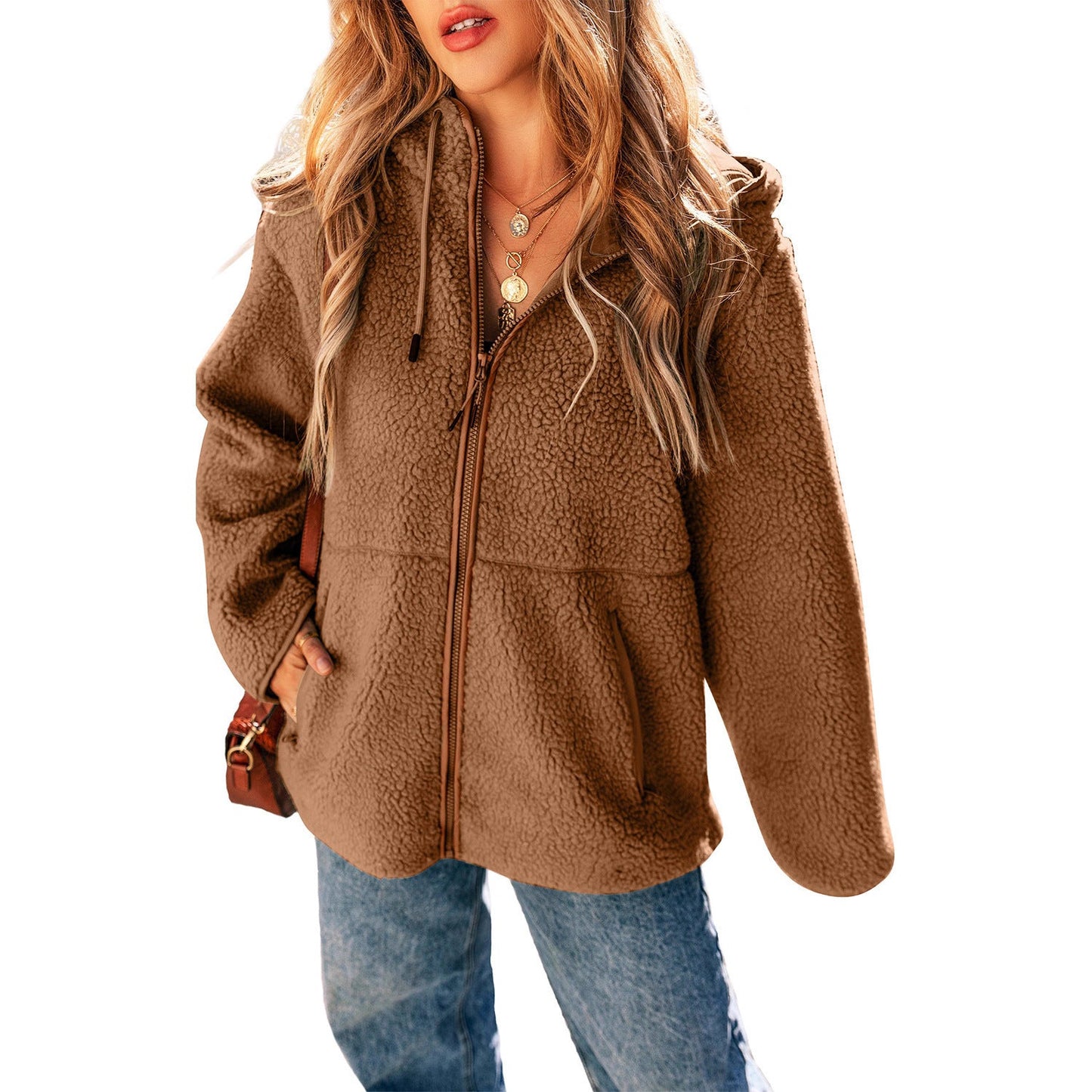 Women's Long Sleeve Zipper Casual Loose Hooded Coats