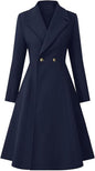 Women's Winter Gap Lapel Double Breasted Button-shaped Pleating Coats