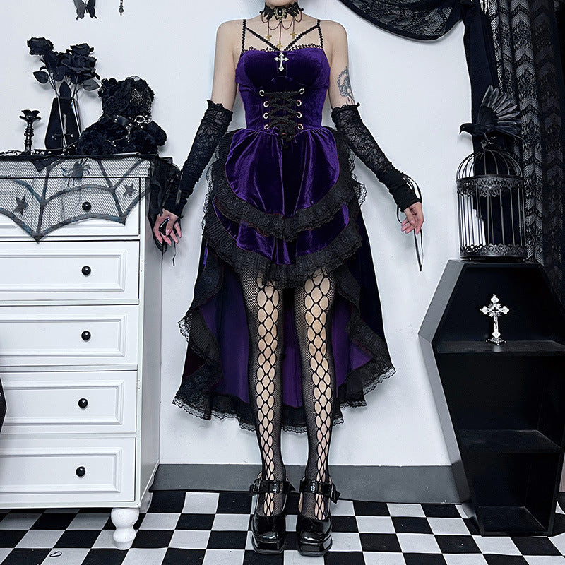 Women's Autumn Dark Sexy Hot Halter Drag Dresses