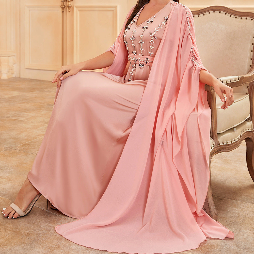 Women's Glamorous Coral Pink Two-piece Dress Dresses