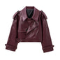 Women's Glamorous Fashion Shoulder Motorcycle Leather Jackets