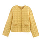 Round Neck Long Sleeve Single-breasted Plaid Coats