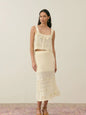 French Minority Handmade Crochet Hollow Camisole Suits