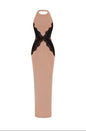 Women's Sexy Halter Patchwork Long Dress Backless Dresses