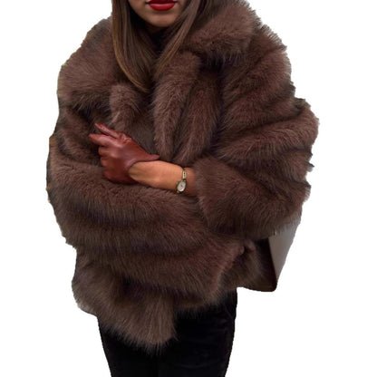 Women's Street Style Faux Fur Lapels Fox Coats