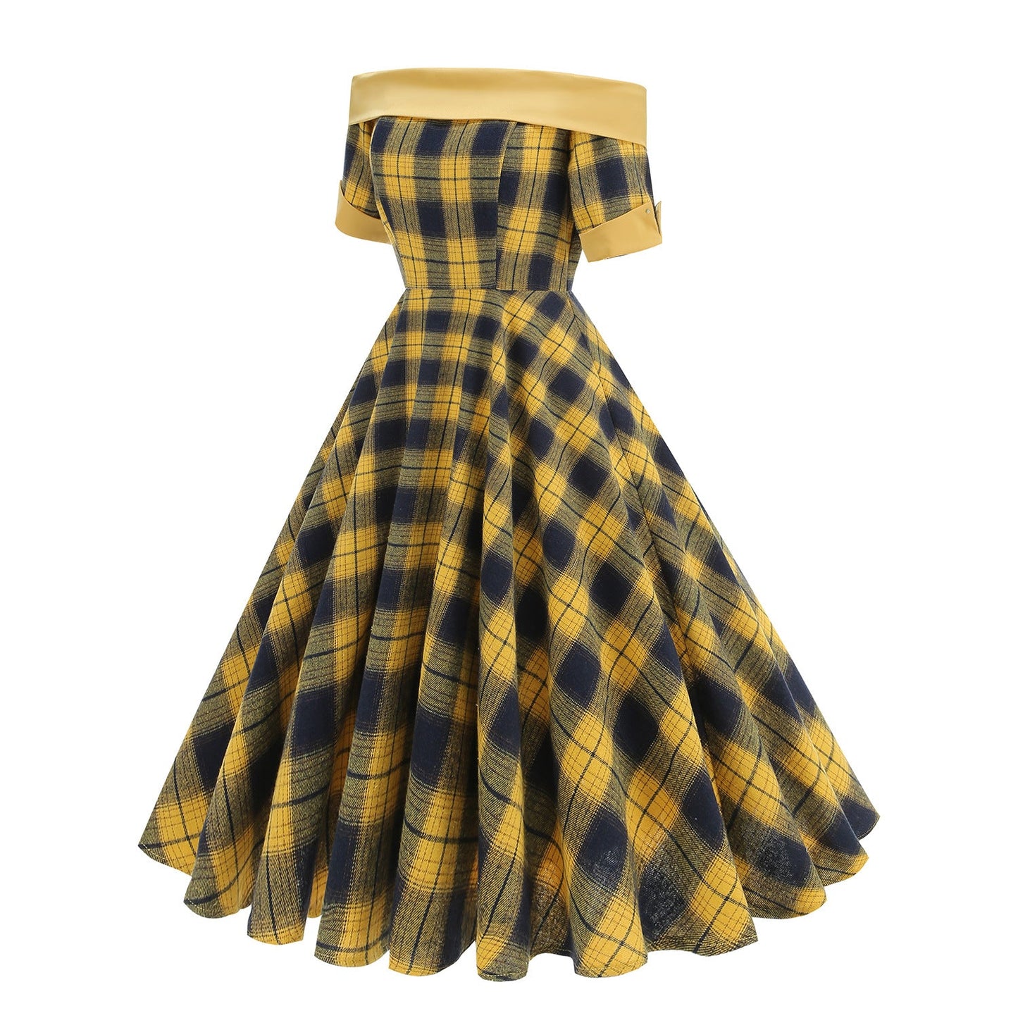 Plaid Contrast Color Sexy Mid-length Tulle Dresses