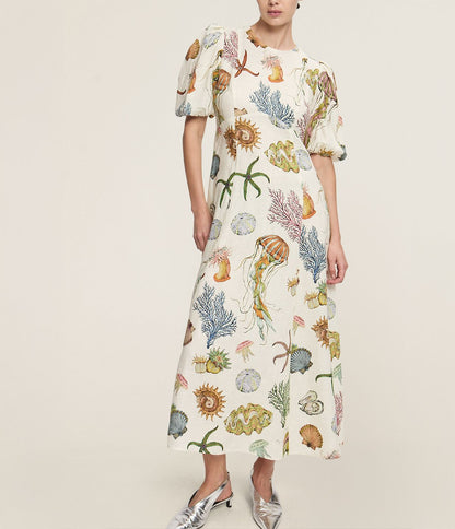 Lantern Sleeve Casual Fashion Round Neck Dresses