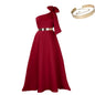 Graceful Fashionable Oblique Shoulder Bow Banquet Dresses