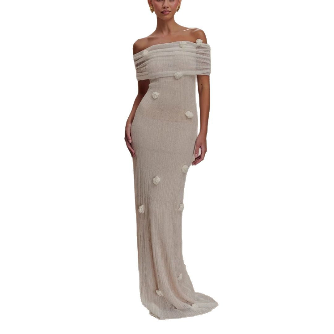 Women's Fashion Three-dimensional Flower Dress Holiday Gentle Dresses