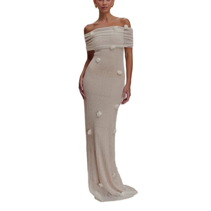 Women's Fashion Three-dimensional Flower Dress Holiday Gentle Dresses