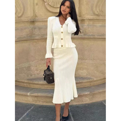 Classy Dress Fitted Waist Knitted Fishtail Dresses