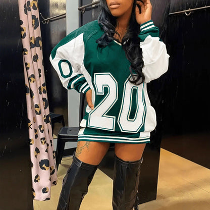 Women's Sleeve Letter Print Preppy Style Street Dresses