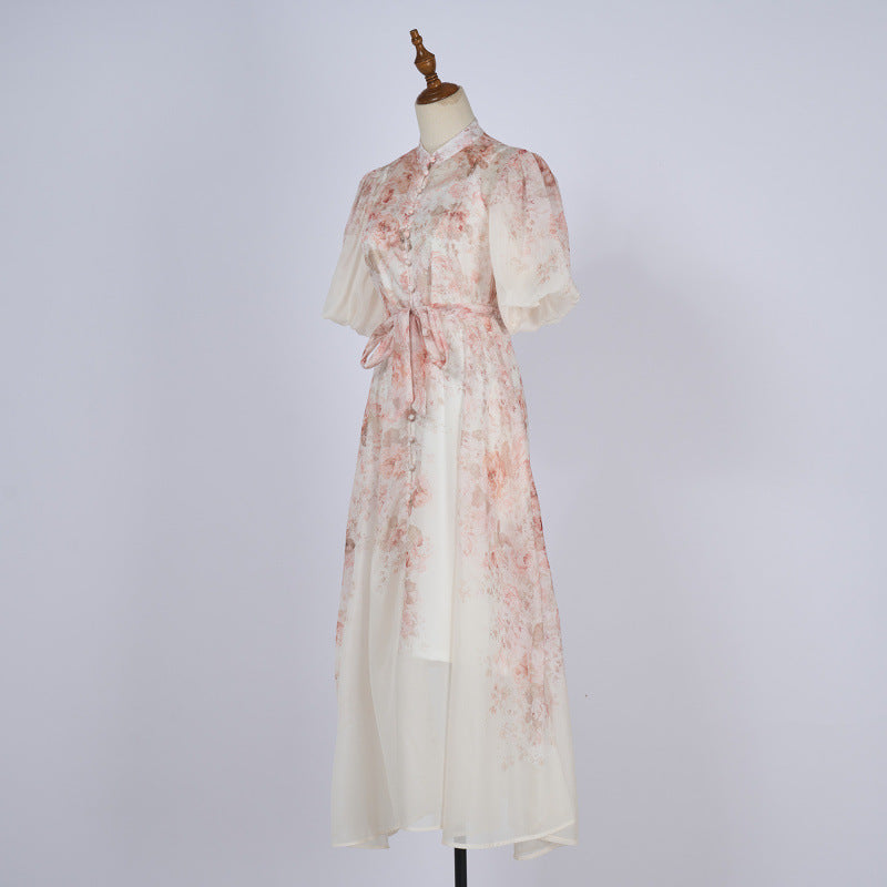 Women's Design Short-sleeved Long Dress Printed For Dresses