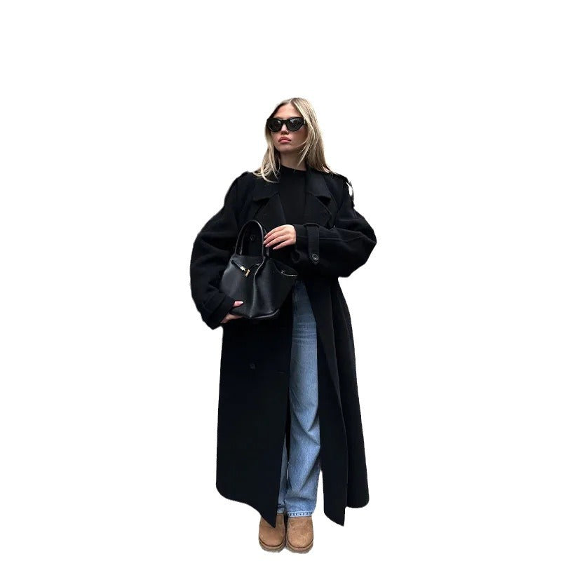 Women's Trench Elegant Lapel Large Casual Long Coats