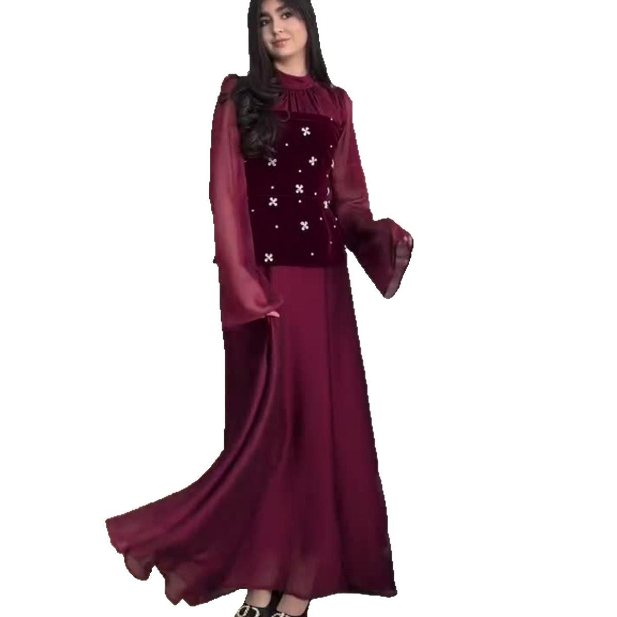 Women's Spring Diamond Stitching Design Tight Waist Slimming Dresses