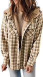 Women's Casual Plaid Hooded Woolen Fleece-lined Warm Coats