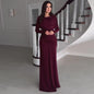 Women's Round Neck Design Pleated Waist Tight Dresses