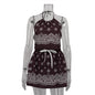 Women's Digital Vintage Print Hot Backless High Suits