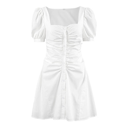 Women's Collar Dress Summer Simple Waist Fitted Cotton Dresses
