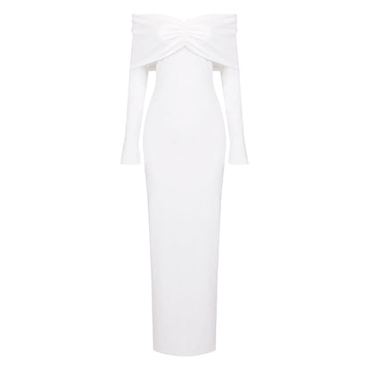Women's Spring White Long Sleeve Tube Pleating Skirts