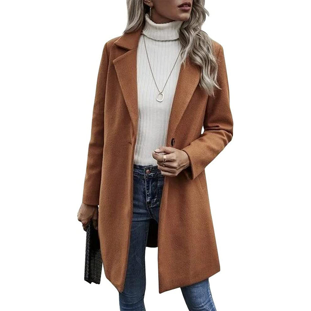 Women's Color Buttons Trench Long Sleeve Loose Clothing
