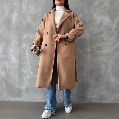 Women's Mid-length Commuter Woolen Versatile Loose Long Coats