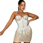 Women's Summer Fashion Nightclub Sexy Mesh Rhinestone Tassel Dresses