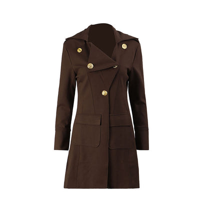 French Retro Irregular Lapel Trench Simple Solid Color Suits
