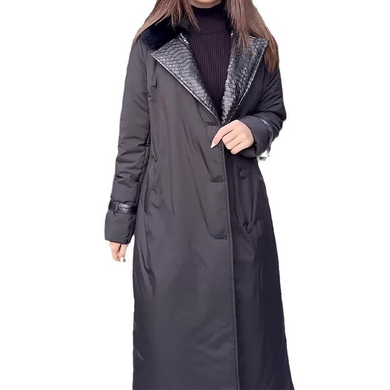 Fashion Solid Color Fur Stitching Lapel Coats