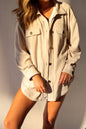Women's Fashion Long Sleeve Single-breasted Fleece Shirt Coats