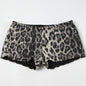 Women's Spring Leopard Print Sequins High Waist Tight Shorts