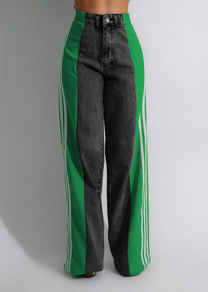 Women's Wide Leg Denim Trousers Casual High Jeans
